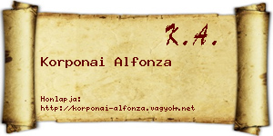 Korponai Alfonza névjegykártya